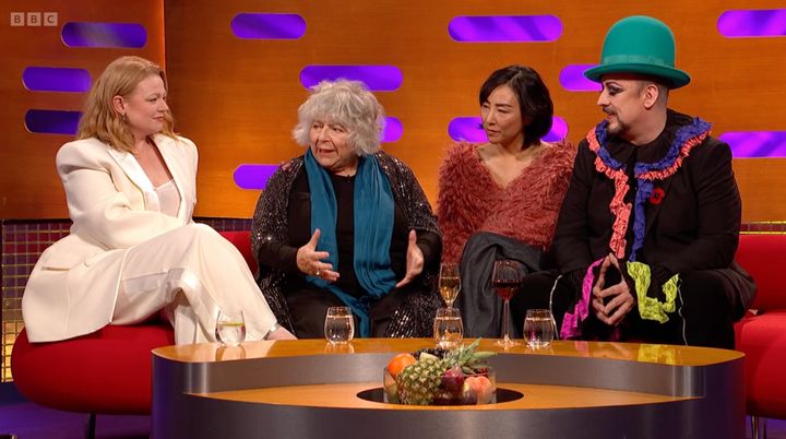 Miriam and her fellow guests on The Graham Norton Show