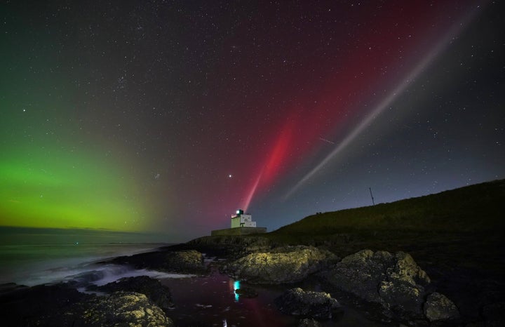 The aurora borealis (left) alongside a strong thermal emission velocity enhancement, a rare aurora-like phenomenon named "Steve" 