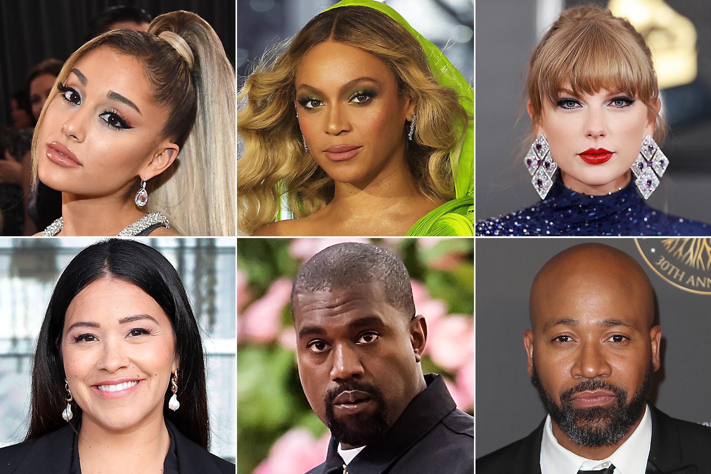 Ariana Grande, Beyoncé, Taylor Swift, Gina Rodriguez, Kanye West and Columbus Short.