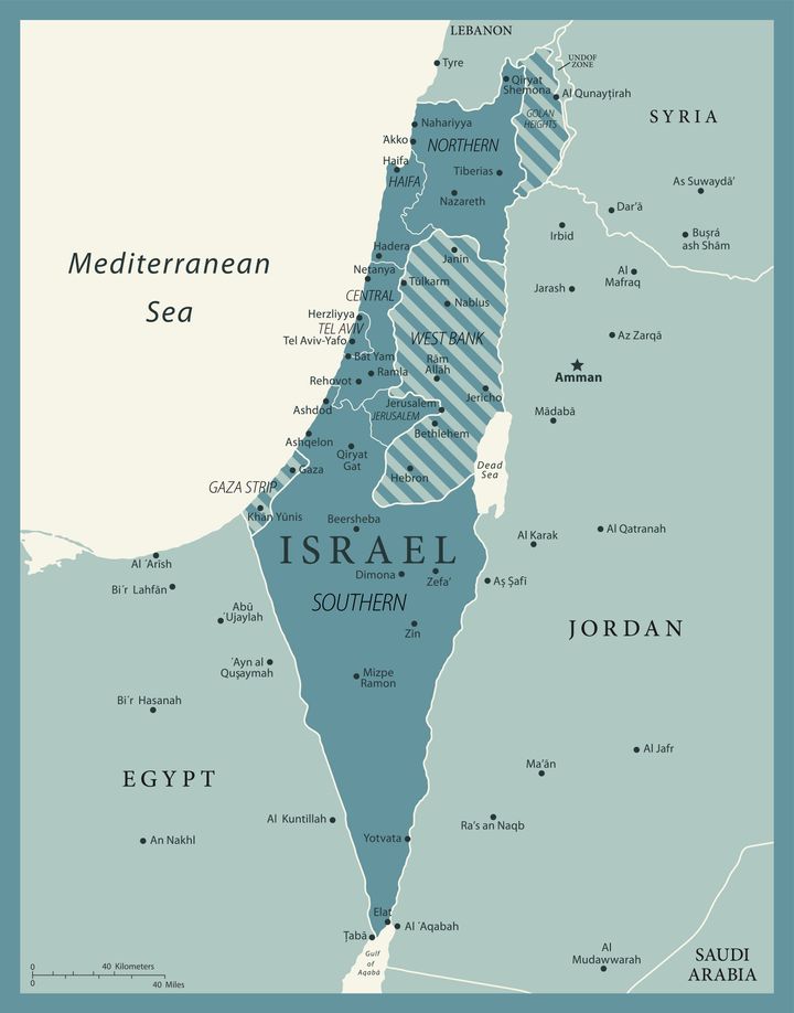 Map of Israel - Vintage Vector illustration