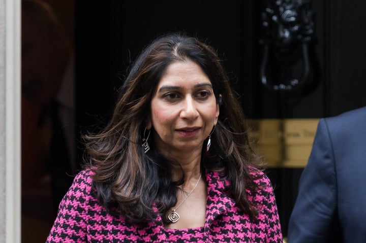 LONDON, UNITED KINGDOM - OCTOBER 24, 2023: Secretary of State for the Home Department Suella Braverman leaves 10 Downing Street after attending the weekly Cabinet meeting in London, United Kingdom on October 24, 2023. (Photo credit should read Wiktor Szymanowicz/Future Publishing via Getty Images)