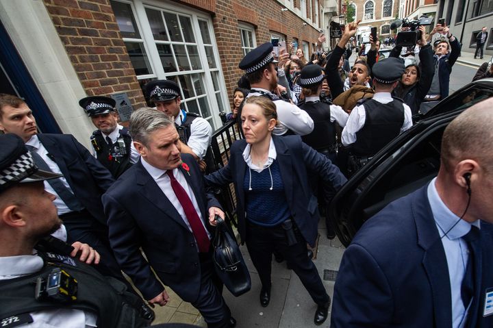 Keir Starmer was barracked by protesters after giving a speech on the conflict at Chatham House last week.
