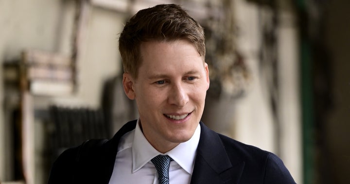 Dustin Lance Black arriving in court on Wednesday