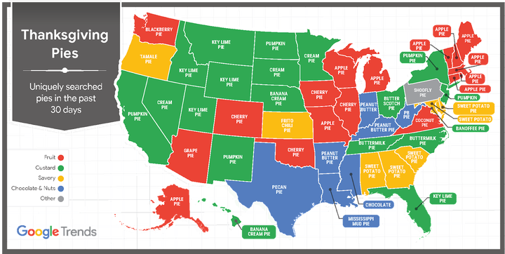 People’ Thanksgiving Pie Preferences, Damaged Down By State People’ Thanksgiving Pie Preferences, Damaged Down By State