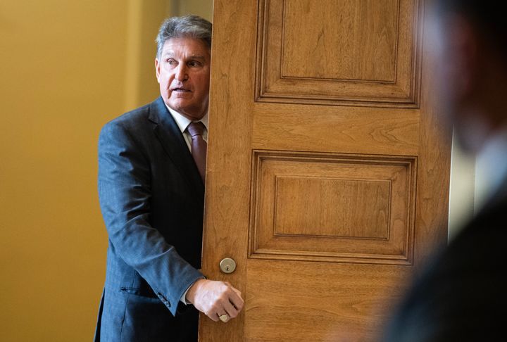 Sen. Joe Manchin, D-W.Va., is seen outside the senate luncheons in the U.S. Capitol on Tuesday, May 2, 2023. (Tom Williams/CQ-Roll Call, Inc via Getty Images)