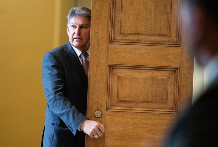 Sen. Joe Manchin, D-W.Va., is seen outside the senate luncheons in the U.S. Capitol on Tuesday, May 2, 2023. (Tom Williams/CQ-Roll Call, Inc via Getty Images)
