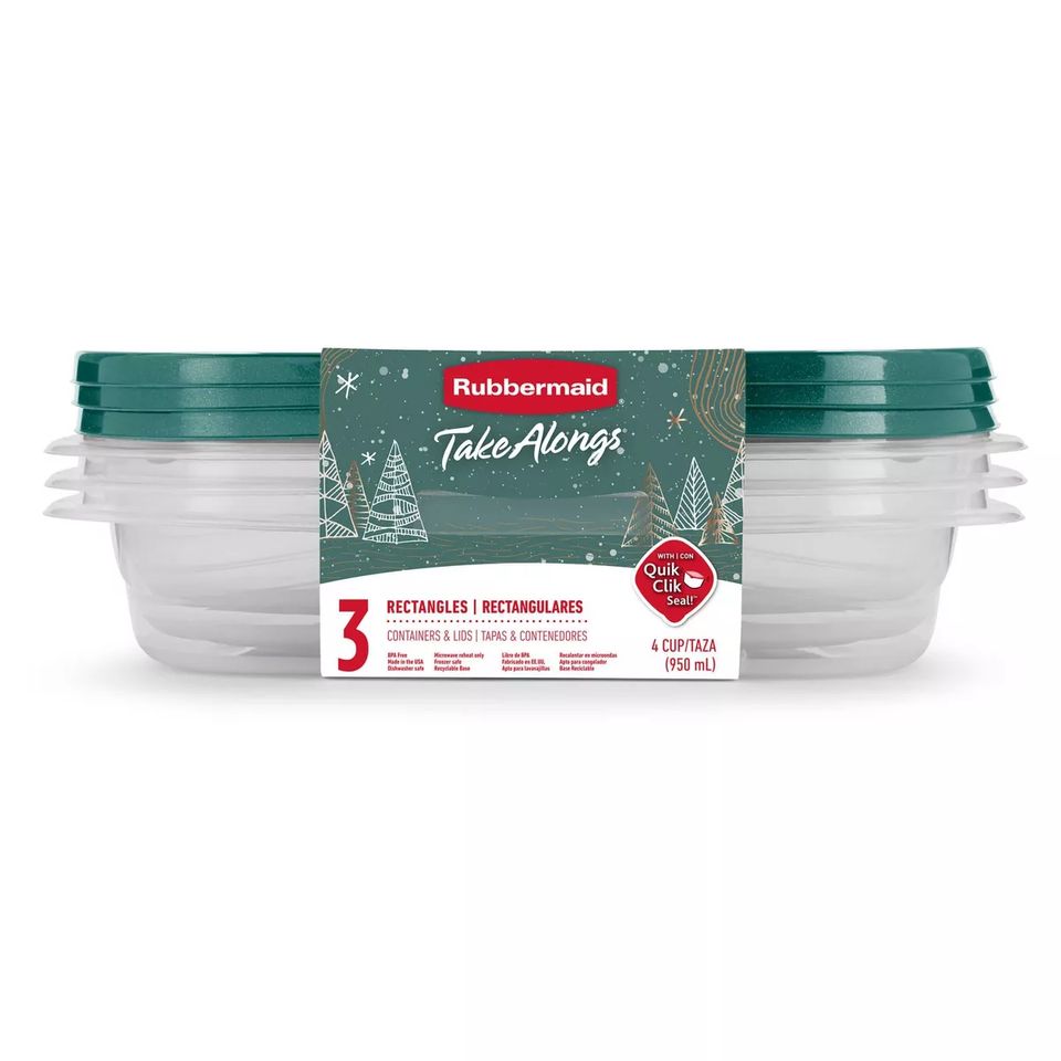 Rubbermaid TakeAlongs 15.7 Cup Round Food Storage Containers, Set of 2, Red  USA