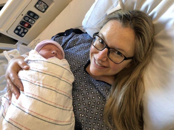 The author and her son, Logan, the day he was born.