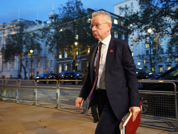 Michael Gove was surrounded by protesters as he made his way to 