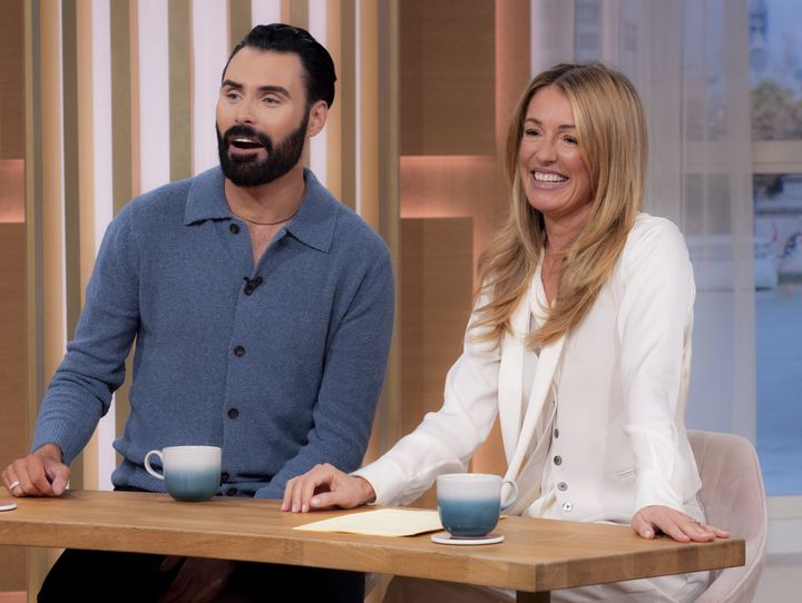 Rylan Clark and Cat Deeley on the set of This Morning