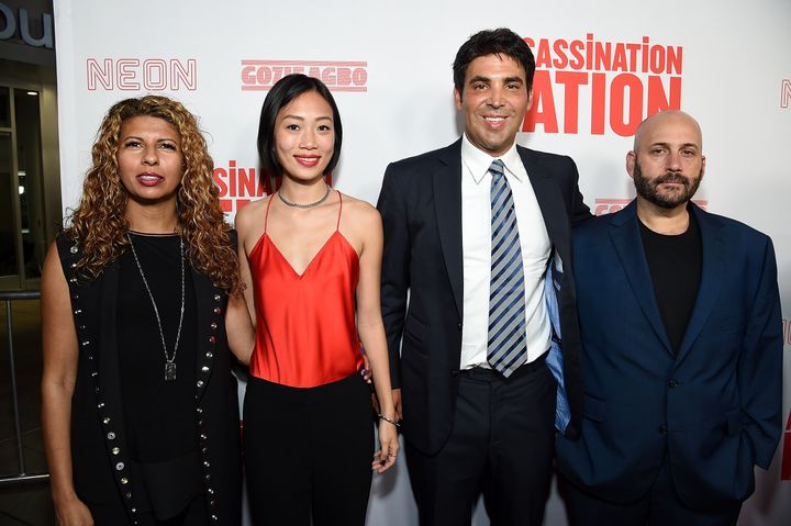 Kevin Turen, third from the left, attends a 2018 screening of "Assassination Nation," which he co-produced, in Los Angeles. 