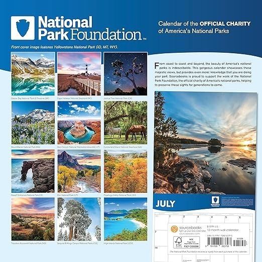 The landscapes shown on the National Parks Foundation 2024 wall calendar from Amazon.
