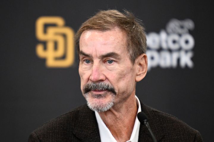 San Diego Padres Chairman Peter Seidler speaks at a news conference to announce finalizing a contract with Xander Bogaerts, Friday, Dec. 9, 2022, in San Diego.