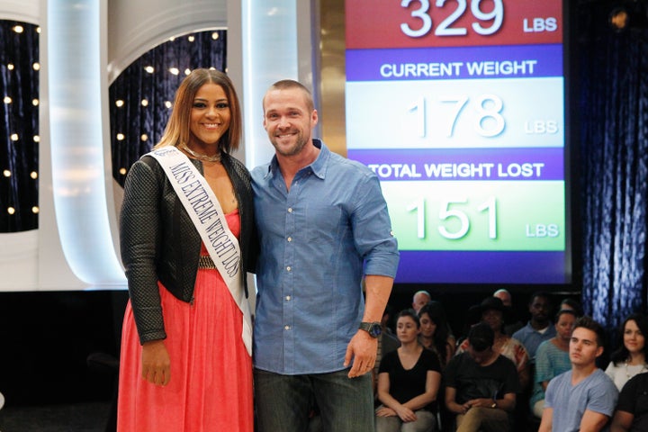 Brandi Mallory with cohost Chris Powell on "Extreme Weight Loss" in 2014.