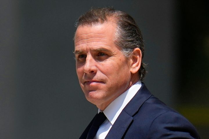 President Joe Biden's son, Hunter Biden, leaves after a court appearance in Wilmington, Delaware, in July. Hunter Biden has asked a judge to approve subpoenas for documents from Donald Trump and former Justice Department officials related to whether political pressure wrongly influenced the criminal case against him.