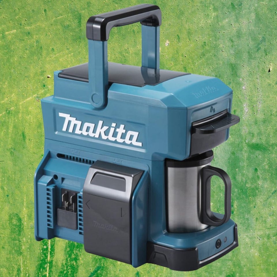 A Makita job site coffee maker