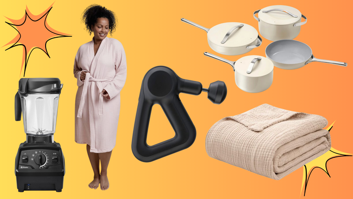 <a href="https://www.amazon.com/dp/B0C7XP2LQS?tag=lourdesuribe-20&ascsubtag=6548f7a3e4b06bc01e25191b%2C-1%2C-1%2Cd%2C0%2C0%2Chp-fil-am%3D0%2C0%3A0%2C0%2C0%2C0" target="_blank" data-affiliate="true" role="link" data-amazon-link="true" rel="sponsored" class=" js-entry-link cet-external-link" data-vars-item-name="A Vitamix blender" data-vars-item-type="text" data-vars-unit-name="6548f7a3e4b06bc01e25191b" data-vars-unit-type="buzz_body" data-vars-target-content-id="https://www.amazon.com/dp/B0C7XP2LQS?tag=lourdesuribe-20&ascsubtag=6548f7a3e4b06bc01e25191b%2C-1%2C-1%2Cd%2C0%2C0%2Chp-fil-am%3D0%2C0%3A0%2C0%2C0%2C0" data-vars-target-content-type="url" data-vars-type="web_external_link" data-vars-subunit-name="article_body" data-vars-subunit-type="component" data-vars-position-in-subunit="0">A Vitamix blender</a>, <a href="https://parachutehome.sjv.io/c/2706071/1110616/14093?subId1=6548f7a3e4b06bc01e25191b&u=https%3A%2F%2Fwww.parachutehome.com%2F" target="_blank" data-affiliate="true" role="link" rel="sponsored" class=" js-entry-link cet-external-link" data-vars-item-name="Parachute bathrobe" data-vars-item-type="text" data-vars-unit-name="6548f7a3e4b06bc01e25191b" data-vars-unit-type="buzz_body" data-vars-target-content-id="https://parachutehome.sjv.io/c/2706071/1110616/14093?subId1=6548f7a3e4b06bc01e25191b&u=https%3A%2F%2Fwww.parachutehome.com%2F" data-vars-target-content-type="url" data-vars-type="web_external_link" data-vars-subunit-name="article_body" data-vars-subunit-type="component" data-vars-position-in-subunit="1">Parachute bathrobe</a>, <a href="https://www.amazon.com/dp/B086Z6V3S6?th=1&tag=lourdesuribe-20&ascsubtag=6548f7a3e4b06bc01e25191b%2C-1%2C-1%2Cd%2C0%2C0%2Chp-fil-am%3D0%2C0%3A0%2C0%2C0%2C0" target="_blank" data-affiliate="true" role="link" data-amazon-link="true" rel="sponsored" class=" js-entry-link cet-external-link" data-vars-item-name="TheraGun Prime massage gun" data-vars-item-type="text" data-vars-unit-name="6548f7a3e4b06bc01e25191b" data-vars-unit-type="buzz_body" data-vars-target-content-id="https://www.amazon.com/dp/B086Z6V3S6?th=1&tag=lourdesuribe-20&ascsubtag=6548f7a3e4b06bc01e25191b%2C-1%2C-1%2Cd%2C0%2C0%2Chp-fil-am%3D0%2C0%3A0%2C0%2C0%2C0" data-vars-target-content-type="url" data-vars-type="web_external_link" data-vars-subunit-name="article_body" data-vars-subunit-type="component" data-vars-position-in-subunit="2">TheraGun Prime massage gun</a>, <a href="https://caraway-home.pxf.io/c/2706071/1031872/13445?subId1=6548f7a3e4b06bc01e25191b&u=https%3A%2F%2Fwww.carawayhome.com%2Fproducts%2Fcookware-sets%2F" target="_blank" data-affiliate="true" role="link" rel="sponsored" class=" js-entry-link cet-external-link" data-vars-item-name="Caraway cookware" data-vars-item-type="text" data-vars-unit-name="6548f7a3e4b06bc01e25191b" data-vars-unit-type="buzz_body" data-vars-target-content-id="https://caraway-home.pxf.io/c/2706071/1031872/13445?subId1=6548f7a3e4b06bc01e25191b&u=https%3A%2F%2Fwww.carawayhome.com%2Fproducts%2Fcookware-sets%2F" data-vars-target-content-type="url" data-vars-type="web_external_link" data-vars-subunit-name="article_body" data-vars-subunit-type="component" data-vars-position-in-subunit="3">Caraway cookware</a> and <a href="https://www.amazon.com/EMME-Blankets-Breathable-Pre-Washed-Lightweight/dp/B07XDKP9Z9?tag=lourdesuribe-20&ascsubtag=6548f7a3e4b06bc01e25191b%2C-1%2C-1%2Cd%2C0%2C0%2Chp-fil-am%3D0%2C0%3A0%2C0%2C0%2C0" target="_blank" data-affiliate="true" role="link" data-amazon-link="true" rel="sponsored" class=" js-entry-link cet-external-link" data-vars-item-name="Emme muslin blanket." data-vars-item-type="text" data-vars-unit-name="6548f7a3e4b06bc01e25191b" data-vars-unit-type="buzz_body" data-vars-target-content-id="https://www.amazon.com/EMME-Blankets-Breathable-Pre-Washed-Lightweight/dp/B07XDKP9Z9?tag=lourdesuribe-20&ascsubtag=6548f7a3e4b06bc01e25191b%2C-1%2C-1%2Cd%2C0%2C0%2Chp-fil-am%3D0%2C0%3A0%2C0%2C0%2C0" data-vars-target-content-type="url" data-vars-type="web_external_link" data-vars-subunit-name="article_body" data-vars-subunit-type="component" data-vars-position-in-subunit="4">Emme muslin blanket.</a>