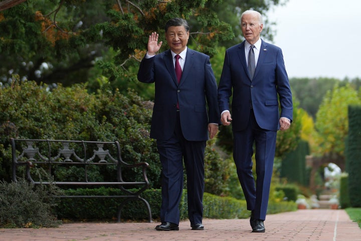 President Joe Biden and China's President President Xi Jinping walk in the gardens at the Filoli Estate in Woodside, Calif., Wednesday, Nov, 15, 2023, on the sidelines of the Asia-Pacific Economic Cooperative conference. (Doug Mills/The New York Times via AP, Pool)