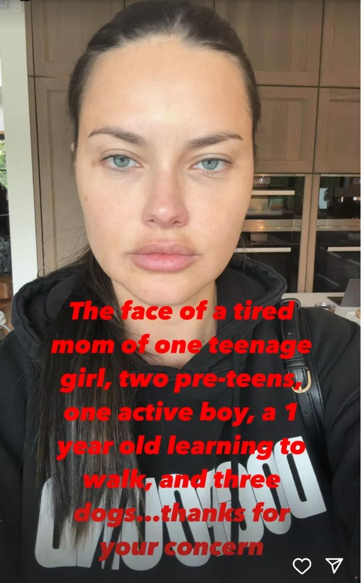Adriana Lima's post to critics recently commenting about her appearance.