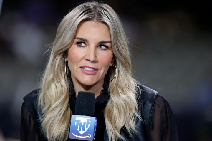 Charissa Thompson, pictured working a "Thursday Night Football" broadcast on Amazon Prime Video, is getting backlash for admitting that she made up reports.