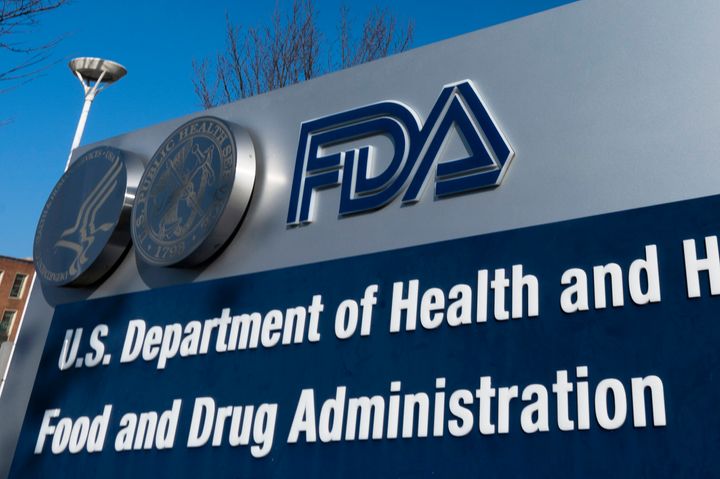 A sign for the U.S. Food and Drug Administration is displayed outside their offices in Silver Spring, Maryland.