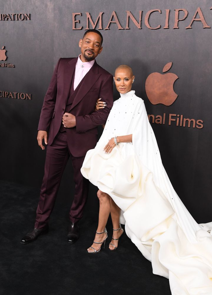 Will Smith and Jada Pinkett Smith photographed together at the Los Angeles premiere for "Emancipation" on November 30, 2022 in Los Angeles, California.