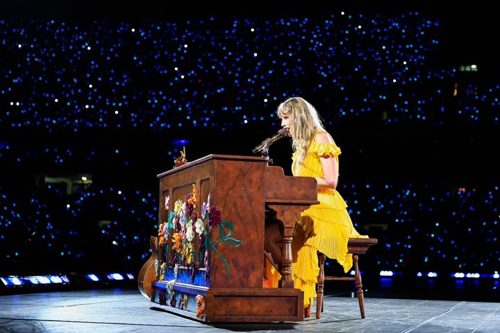 Taylor Swift performs onstage during "Taylor Swift | The Eras Tour" at Estadio Olimpico Nilton Santos on November 17, 2023 in Rio de Janeiro.