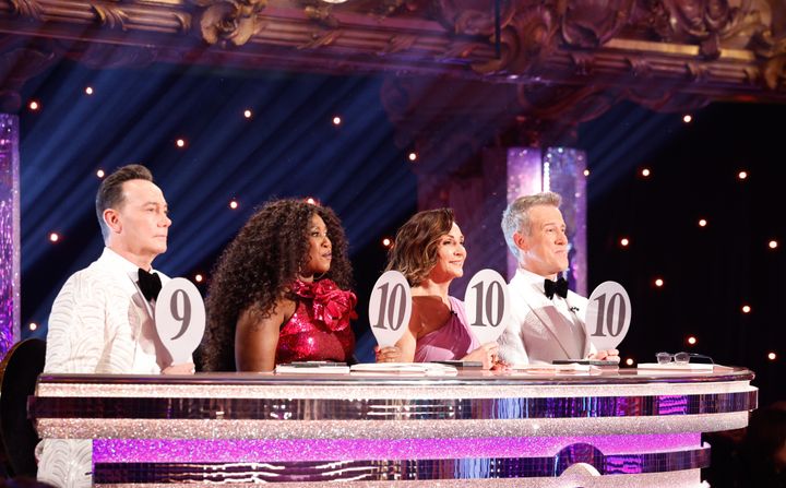 The Strictly judges pictured on Saturday night