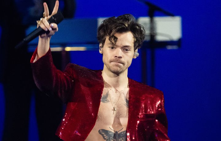 Harry Styles on stage at the 2023 Brit Awards