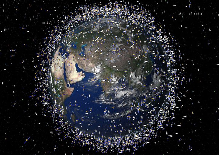 Artist's impression of the space debris surrounding Earth