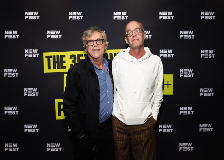 Haynes, left, was presented with NewFest's Queer Visionary Award by fellow filmmaker Tom Kalin in October.