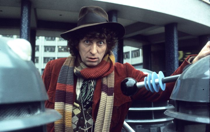 Tom Baker in character as The Doctor in 1975