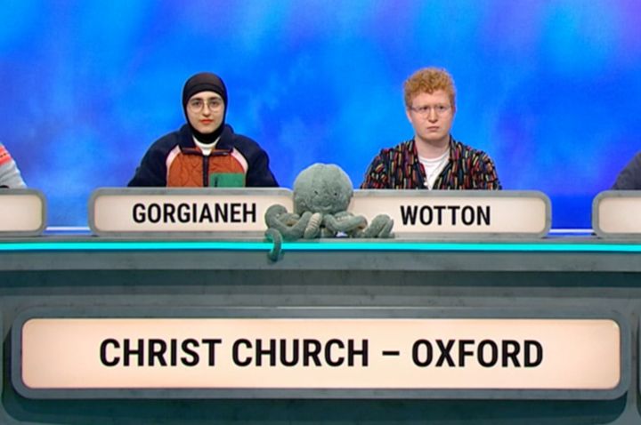 A University Challenge team was criticised for its choice of mascot in Monday's episode
