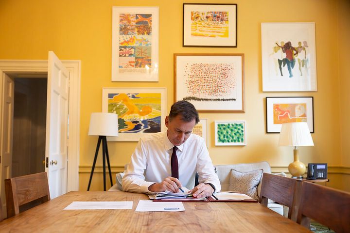Jeremy Hunt prepares for the Autumn Statement 2023 in his kitchen in the No 11 flat.