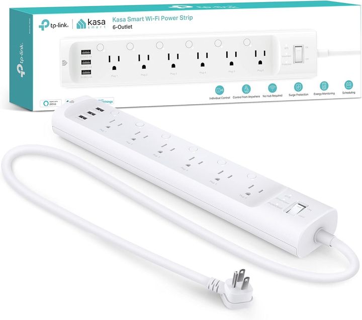 With the Kasa smart plug power strip, you can control each socket individually with your phone or voice.