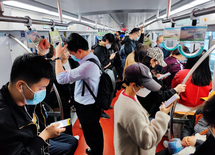 Passengers wearing masks in Beijing, China