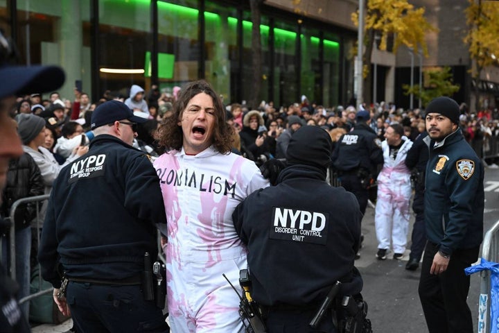 Pro-Palestinian protesters interrupted the Thanksgiving Day parade in New York City on Thursday.
