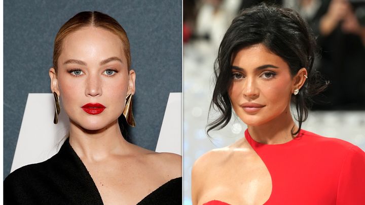 Jennifer Lawrence (left) told Kylie Jenner that she credits her makeup artist, not a surgeon, for her changed look.