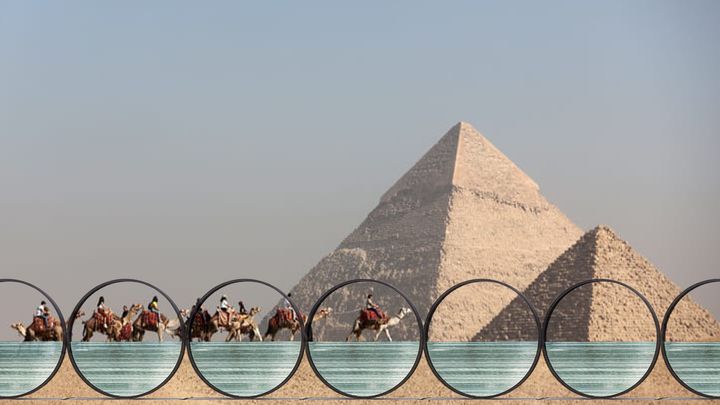 Προσχέδιο του έργου του Ελληνα γλύπτη Κ. Βαρώτσου στις πυραμίδες της Αιγύπτου