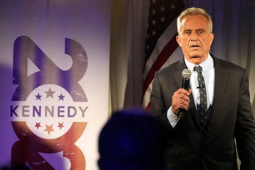 Robert F. Kennedy Jr. at a campaign event, soliciting signatures in support of getting his name on the ballot for the 2024 general election on Nov. 14 in Columbia, South Carolina.