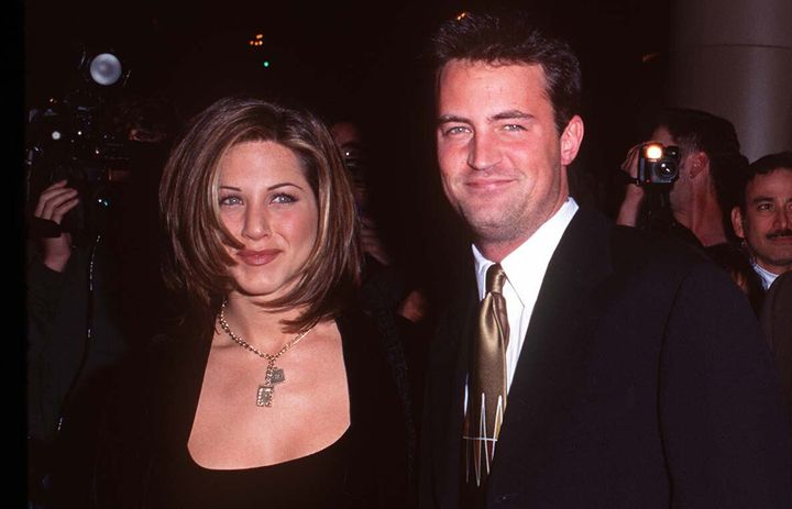 Jennifer Aniston and Matthew Perry pictured together in the early years of Friends success