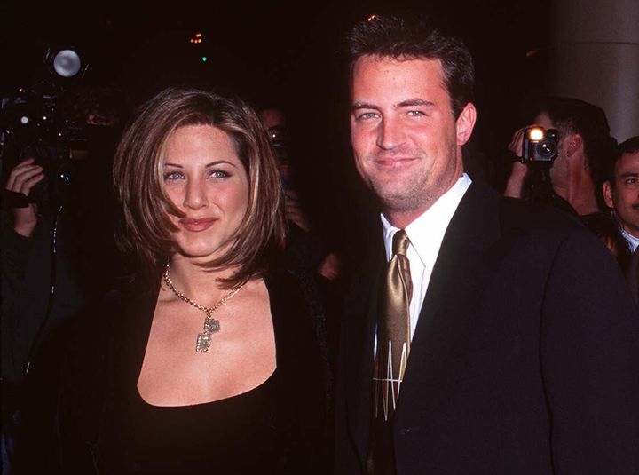 Jennifer Aniston and Matthew Perry pictured together in the early years of Friends' success