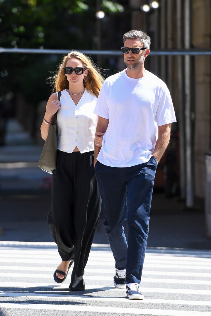 Jennifer Lawrence and Cooke Maroney photographed taking a walk in New York City on August 22, 2023.