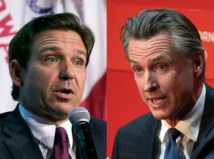 Florida Gov. Ron DeSantis (left) and California Governor Gavin Newsom debated on Fox News. Only DeSantis is currently running for president.