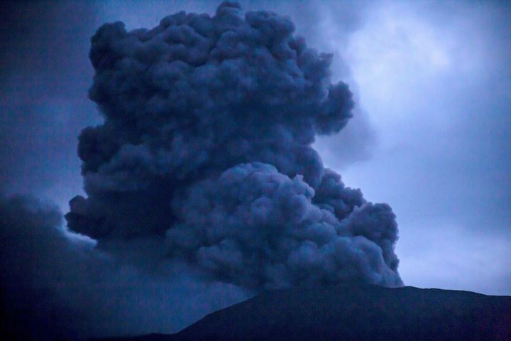 Mount Marapi spews volcanic material in West Sumatra, Indonesia, on Dec. 4, 2023. 