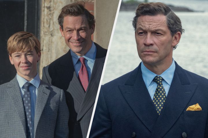 Senan West and Dominic West in still photography from The Crown
