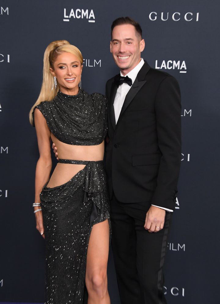 Paris Hilton and her husband, Carter Reum, arrive at the 11th Annual LACMA Art + Film Gala in 2022.