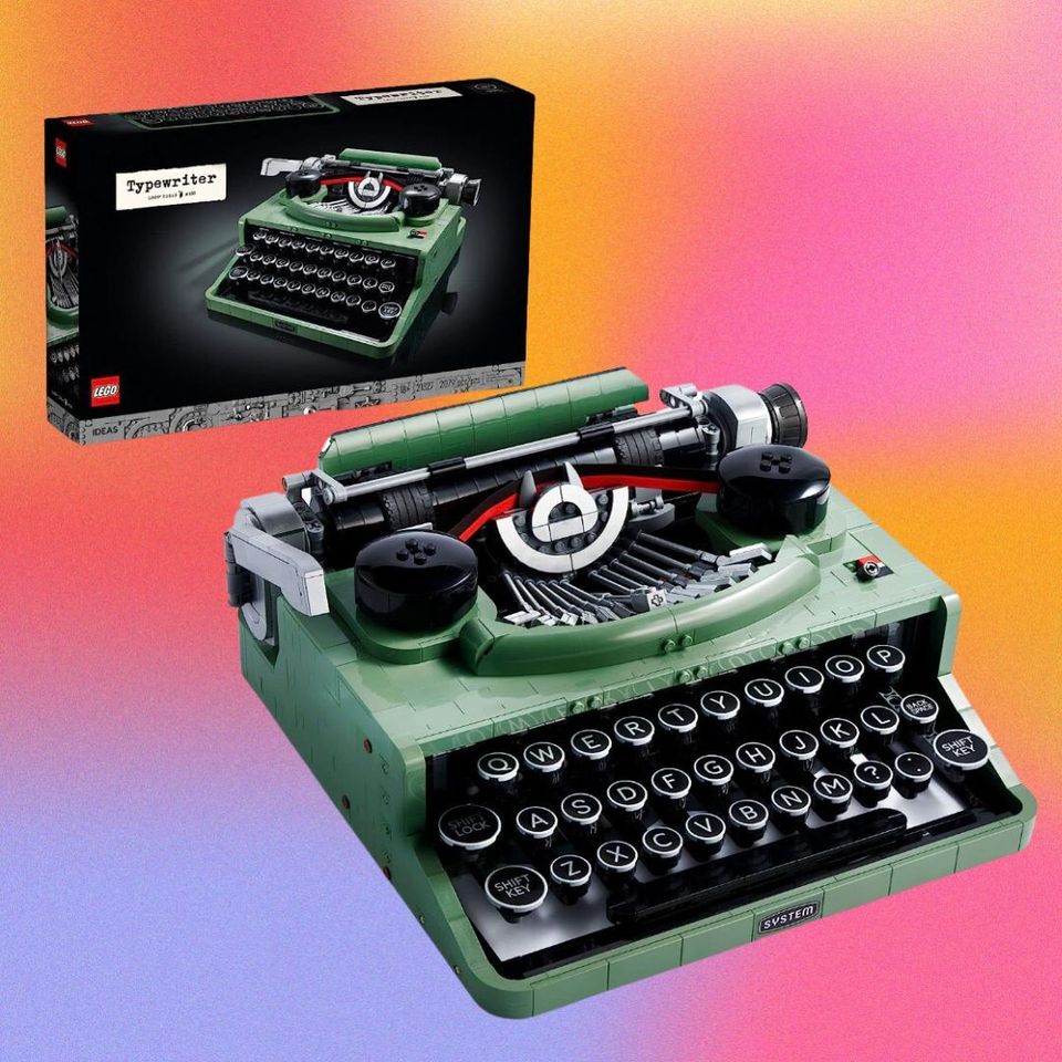 A collectible Lego typewriter
