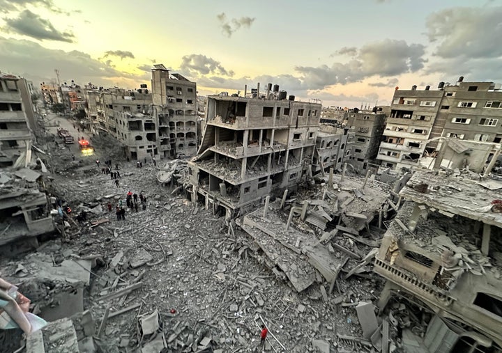 The aftermath of an Israeli airstrike in Beit Lahia, where Dahman's relatives died, on Nov. 21.