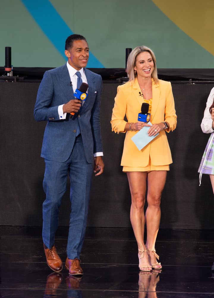 T.J. Holmes and Amy Robach photographed at ABC's "Good Morning America" at SummerStage on July 8, 2022 in New York City.